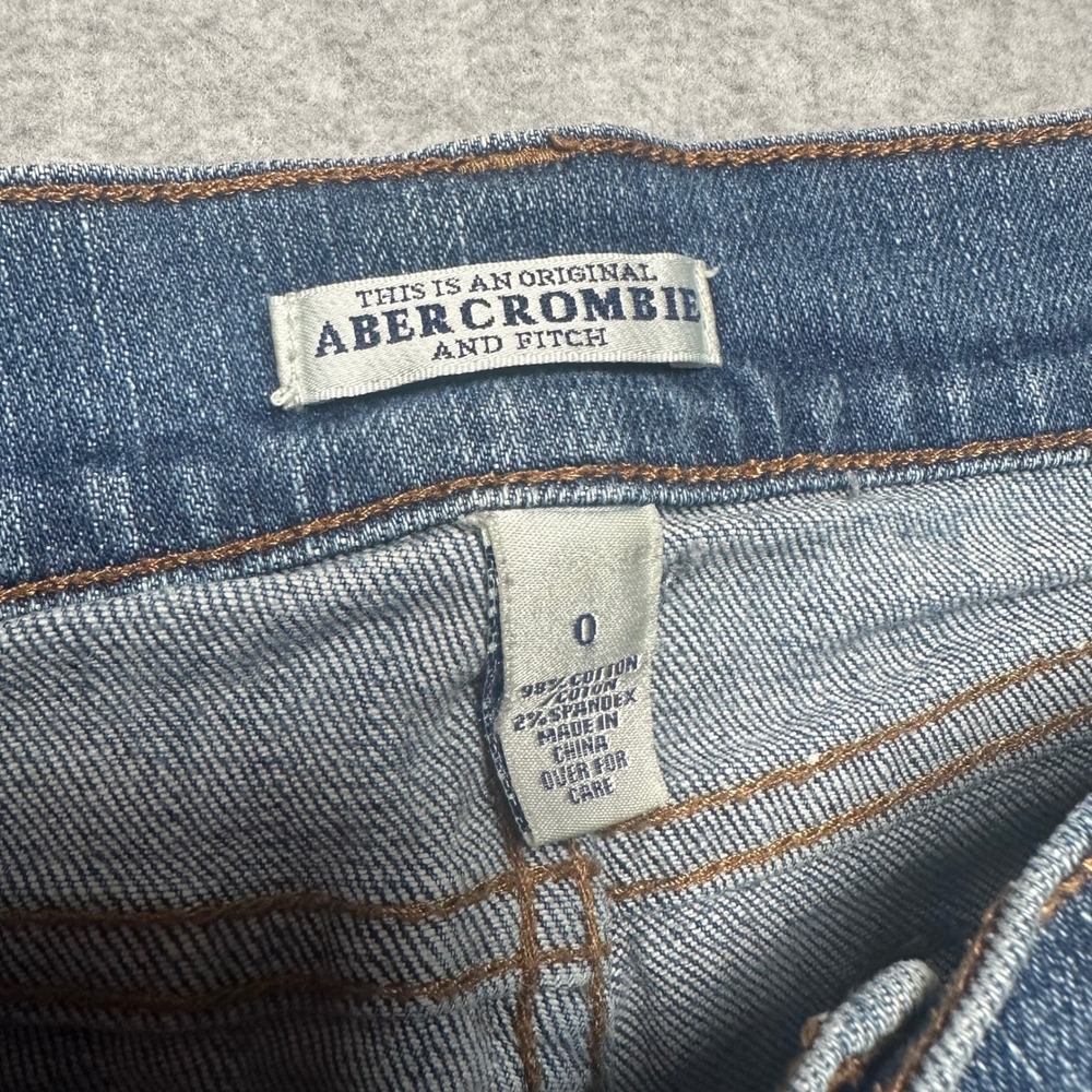 Y2K Abercrombie & Fitch Womens Sz 0 Blue Denim Low Rise Distressed Mini Shorts - Picture 3 of 8